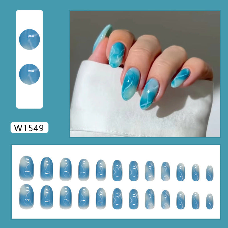 Oval Shape Removable Ombre Fall Nails: 24-Piece Set