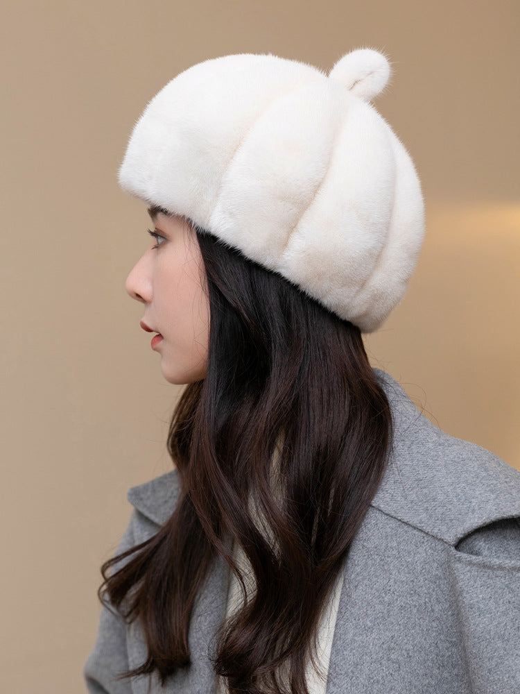 Warm Mink Fur Pumpkin Hat - Stylish Winter Accessory