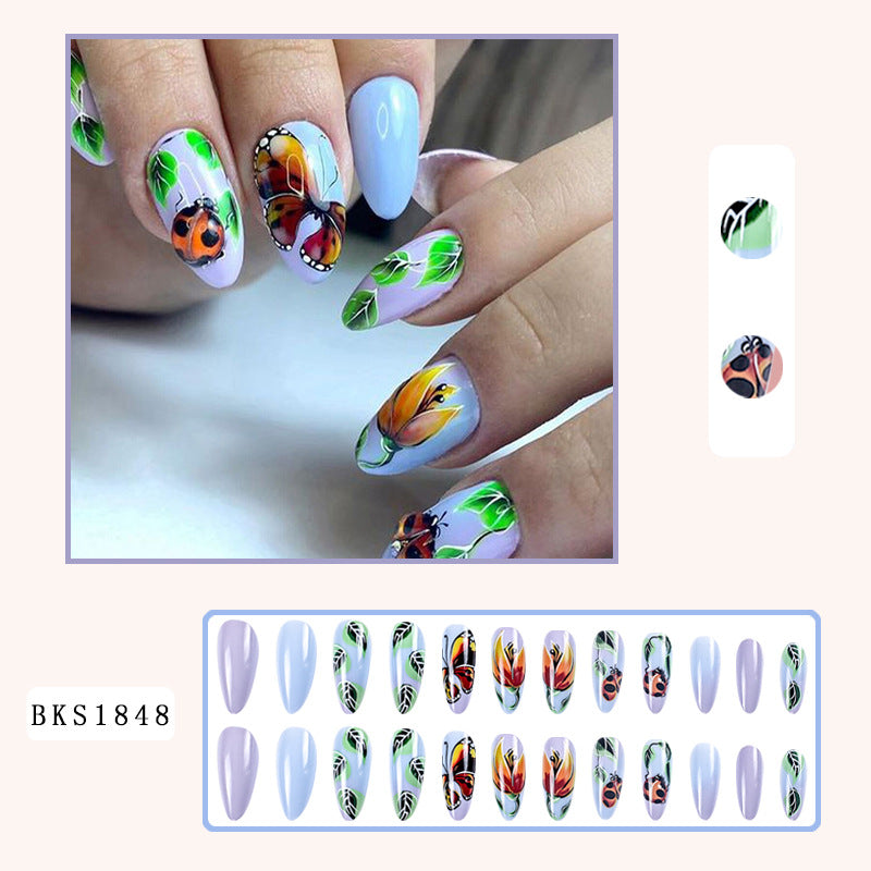 Butterfly and Ladybug Short Nail Tips