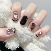 Black Heart Short Nail Extensions, Whitening Thin Style