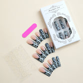 Removable Long Square Zebra Striped French Nail Tips