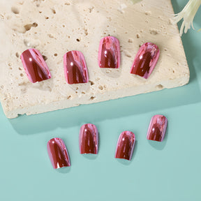 Chic Sweet Pink Rose Gold Mirror Press-On Nails