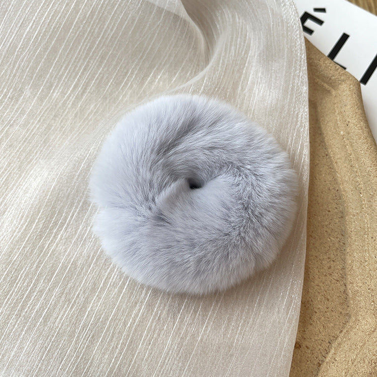 Real Rabbit Fur Hair Tie Winter Fashion Accessory