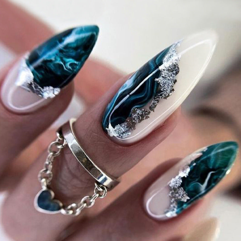 Blue Ombre Glitter Nail Tips