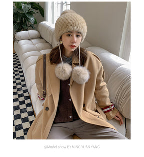 Winter Fox Pom Pom Mink Fur Hat for Women