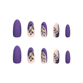 Simple solid color purple wearing nail piece, gold glitter nail piece, green leafy plant nail piece, nail piece wholesale