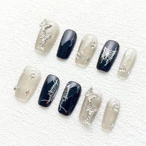 Chic Handmade Translucent Butterfly Fall Nails, Trendy and Versatile Student-Friendly Nail Patches