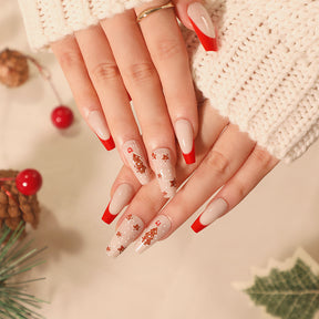 Christmas Press-On Fall Nails Set with Nail Tips