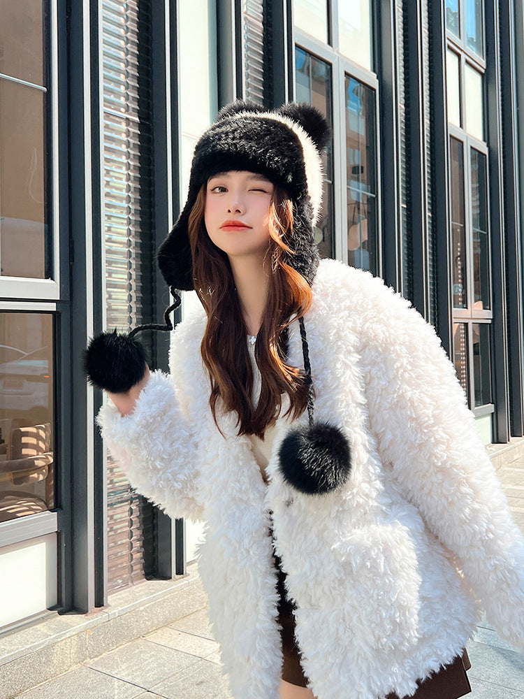 Cute Mink Fur Ear Flap Hat - Warm & Stylish Winter Hat