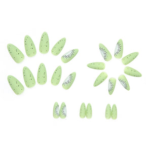 Niche Whitening Ins Style Wearable Nails Kiwi Green Matte Finish 24-Piece Set