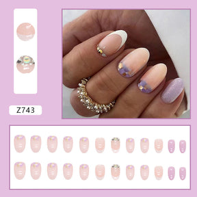 Ballet Nails with Glitter and Diamonds: 24-Piece Sparkly Fall Nail Wraps