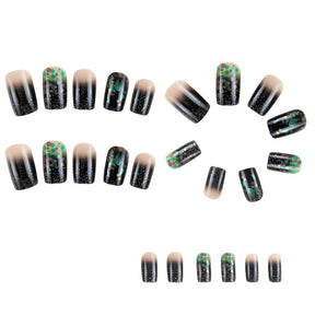 Black Gradient Glitter Nail Tips for Autumn Winter