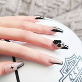 Chic Black Rose Handmade Nails - Removable (24-Piece)