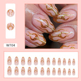 Shimmering Gold Flame Almond Fall Nails, 24-Piece Ins-Style Set