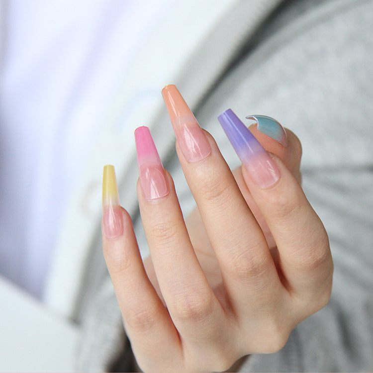 24-Piece Rainbow Ballet Nail Tips for Glamour