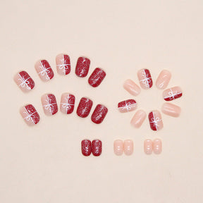 Short Shiny Red Nails, Christmas Gift Box, Ins Style