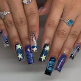 Trendy Halloween Star Graffiti Nail Tips