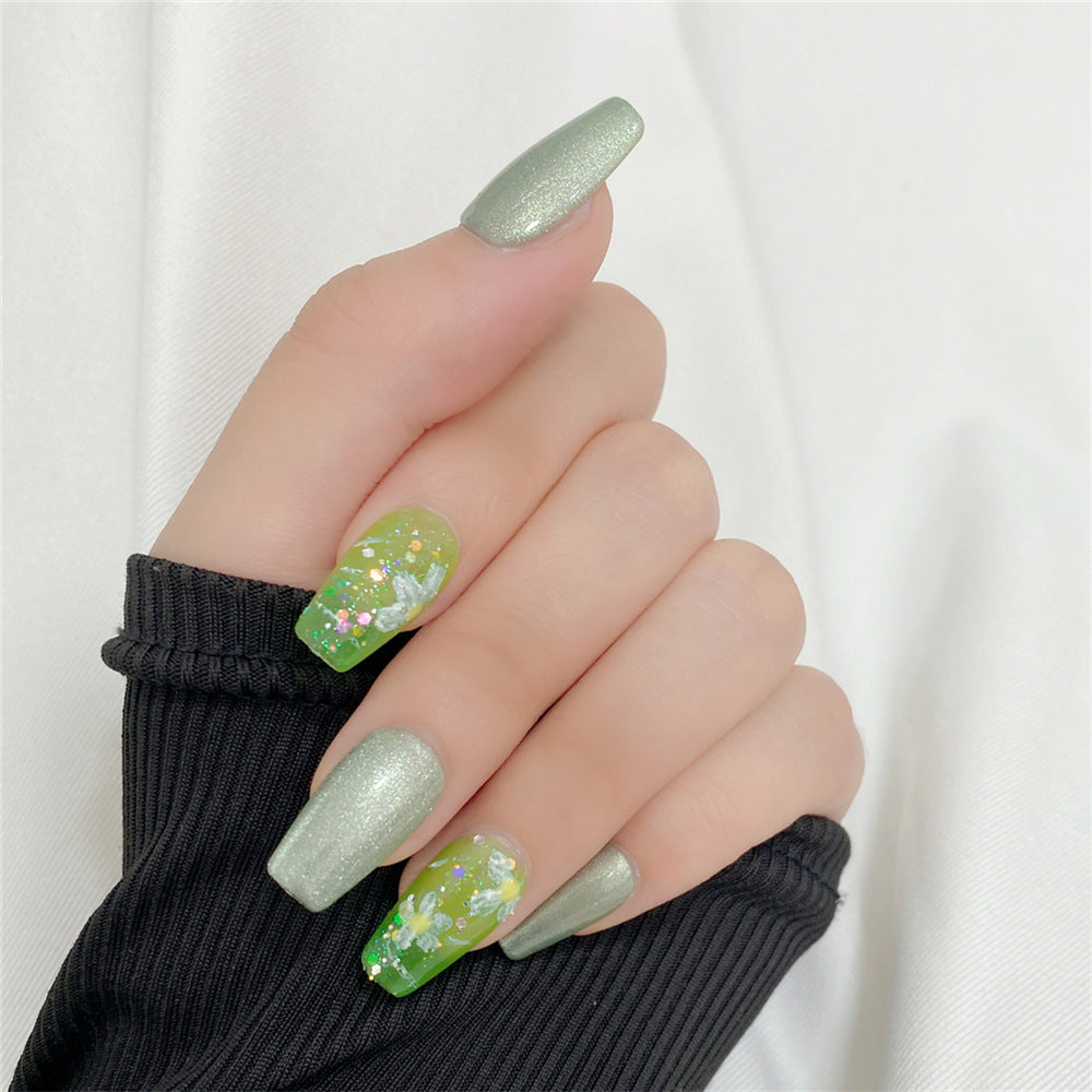 Chic Handmade Minimalist Forest-Themed Sticker Pearl Short Fall Nails, Versatile and Original Nail Patches