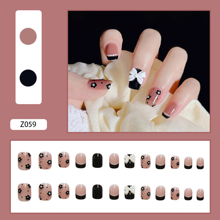 Removable Nail Decals with Bow, Pearls, Floral French