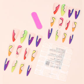 Removable Rainbow French Nail Tips for Wearable Manicures