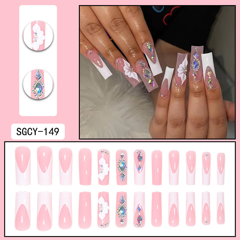 3D Flower French Fall Nails: 24-Piece Pre-Made Nail Tips