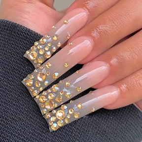 Extra Long Multi-Diamond Gold Nail Tips, Removable