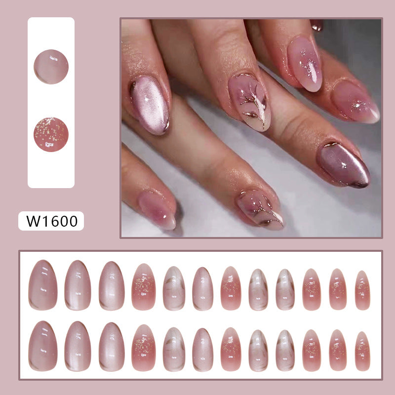 Rose Flower Short Almond Fall Nails: 24-Piece Removable Nail Wraps