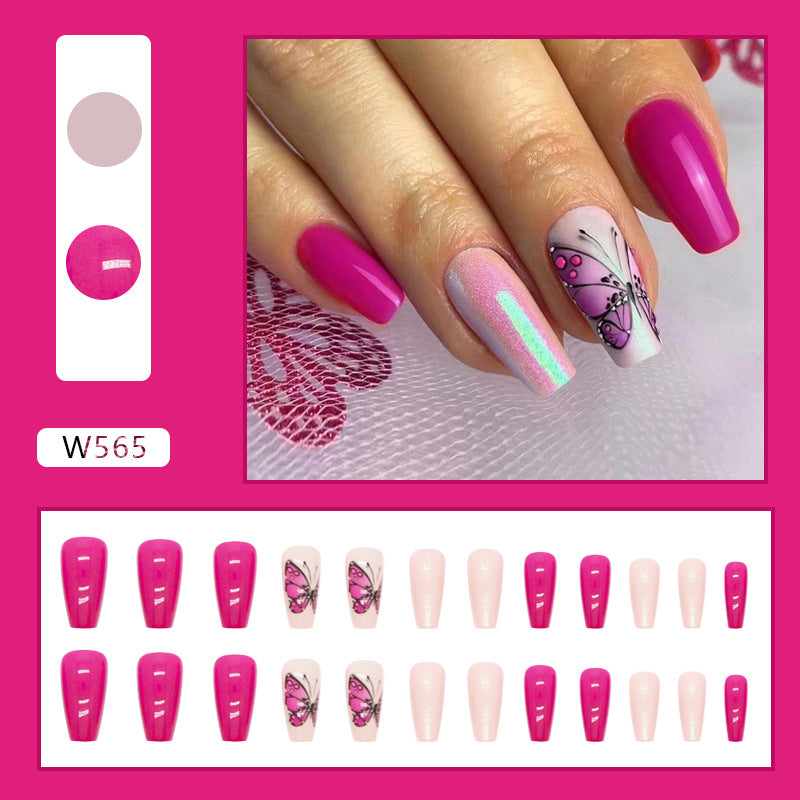 Colorful Flower Fall Nails Matte Finish 24 Pieces