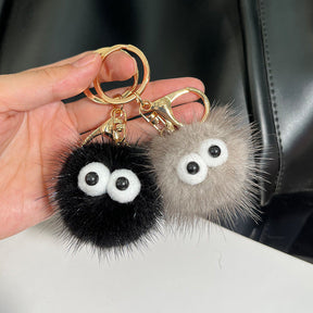 Cute Mink Fur Coal Ball Keychain - Plush Toy Accessory