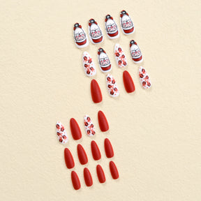 Cute Santa and Fireworks Christmas Nails, Matte Finish