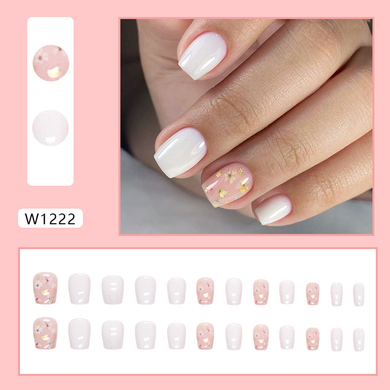 Chic Floral Fall Nails Light Luxury Ins Style 24 Pieces