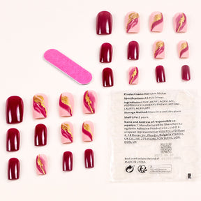 Removable Purple Gold Foil Ombre Nail Tips