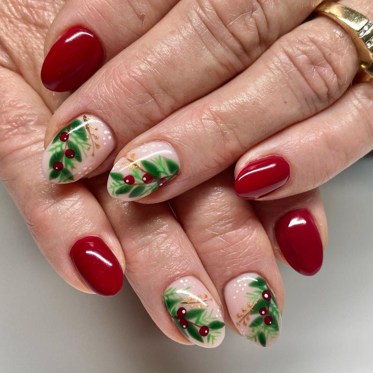 Christmas Tree and Berry Nails, Festive and Elegant