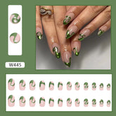 Fresh Green Wave Round Nails Ins Style Sweet Cool