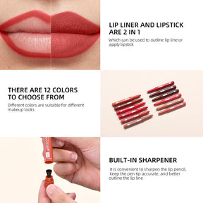 2-in-1 Long-Lasting Matte Lip Pencil