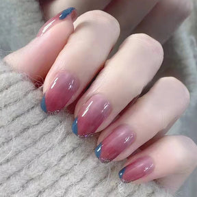 Removable Short Ombre Nails, Mature Bicolor Nail Stickers