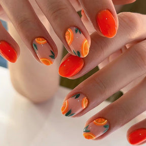 Summer Fresh Orange Nails, Sweet and Spicy, Ins Style