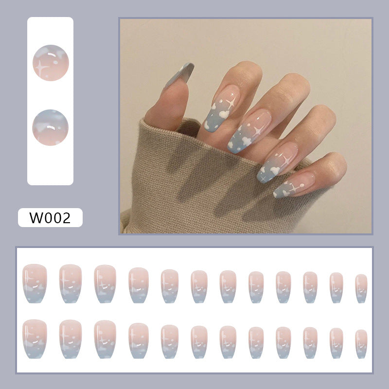 24 Detachable Sky & Cloud Ballet Nail Tips