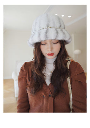 Warm Mink Fur Winter Bucket Hat - Stylish & Versatile