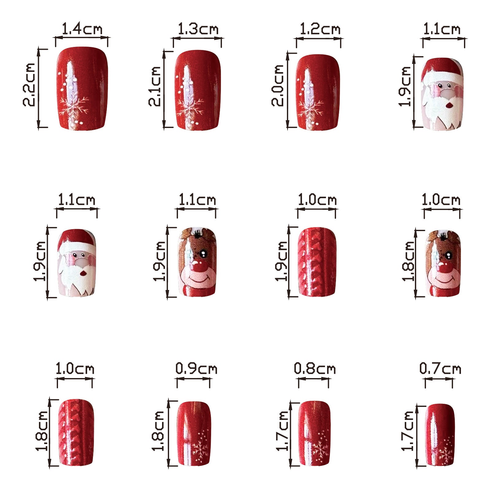 Winter Short Square Knit Design Christmas Reindeer Snowman Santa Nail Tips