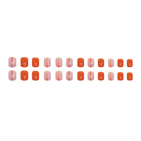 Cute Short Lucky Orange Glitter Nails Bright Yellow Solid Color Ins Style Fake Nails for Women