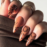 24 Pieces Almond-Shaped Short Brown Minimalist Nail Tips