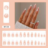 White Flower Drop-Shaped Fall Nails - Removable Wholesale (24PCS)