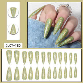 Long Acrylic Nail Tips with Holographic Glitter