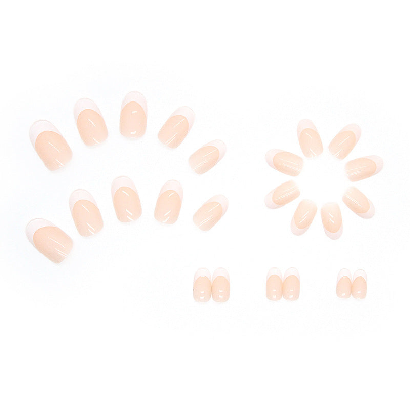 White Almond French Minimalist Desire Fall Nails - Removable Nail Tips