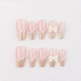 Chic Handmade Flash Foil Bow Minimalist Silver Foil Fall Nails, Original and Stylish Nail Patches