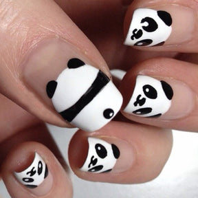 Cute Panda Children's Detachable Hand-Painted Nail Wraps