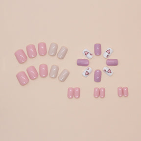 Solid Color Heart-Shaped Removable Fall Nails: 24-Piece Set