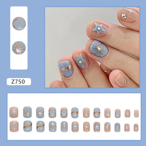 Ballet Nails with Glitter and Diamonds: 24-Piece Sparkly Fall Nail Wraps