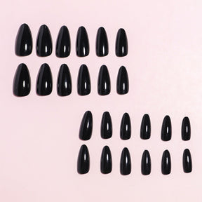 Black Almond Fall Nails, Removable Water Drop Acrylic Nail Tips